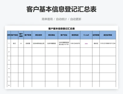 客户基本信息登记汇总表