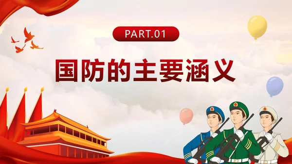 红色踔厉分发强国防勇毅前行向复兴国防教育PPT模板