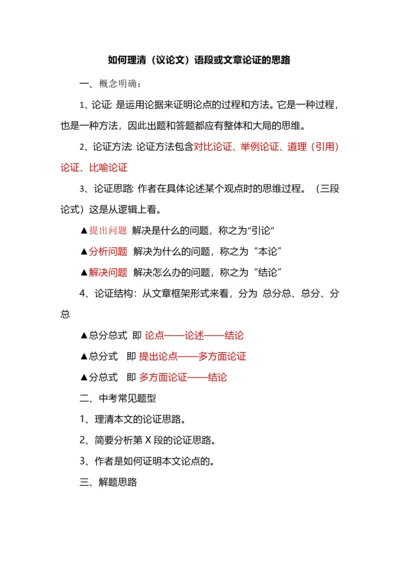 如何理清（议论文）语段或文章论证的思路.docx