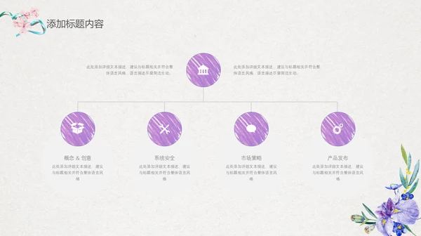 手绘搭紫色喇叭花工作汇报通用PPT模板