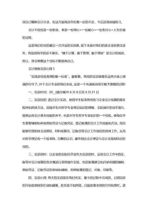 会计做账实训心得范文5篇