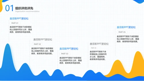 蓝橙色渐变组织评优评先总结汇报PPT套装