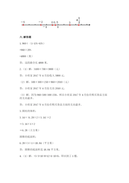 人教版六年级下册数学期末测试卷及答案（精选题）.docx