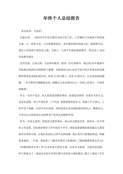 年终个人总结报告