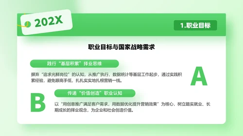绿色通用版大学生职业生涯规划职业生涯展示PPT模版