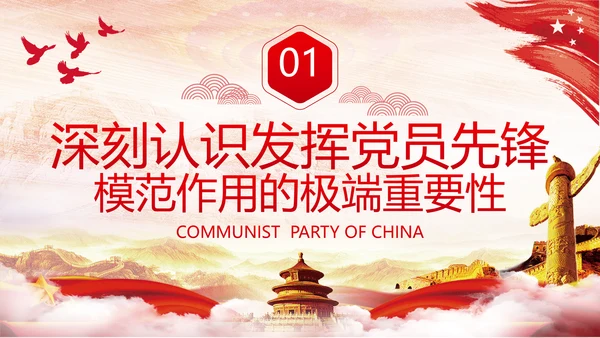 发挥党员先锋模范作用专题党课组支部PPT