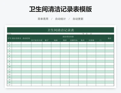 卫生间清洁记录表模版