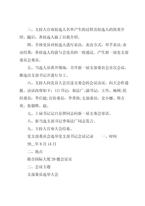 党支部委员会选举党支部书记会议记录