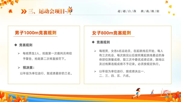 黄色动感秋季校园运动会活动介绍PPT