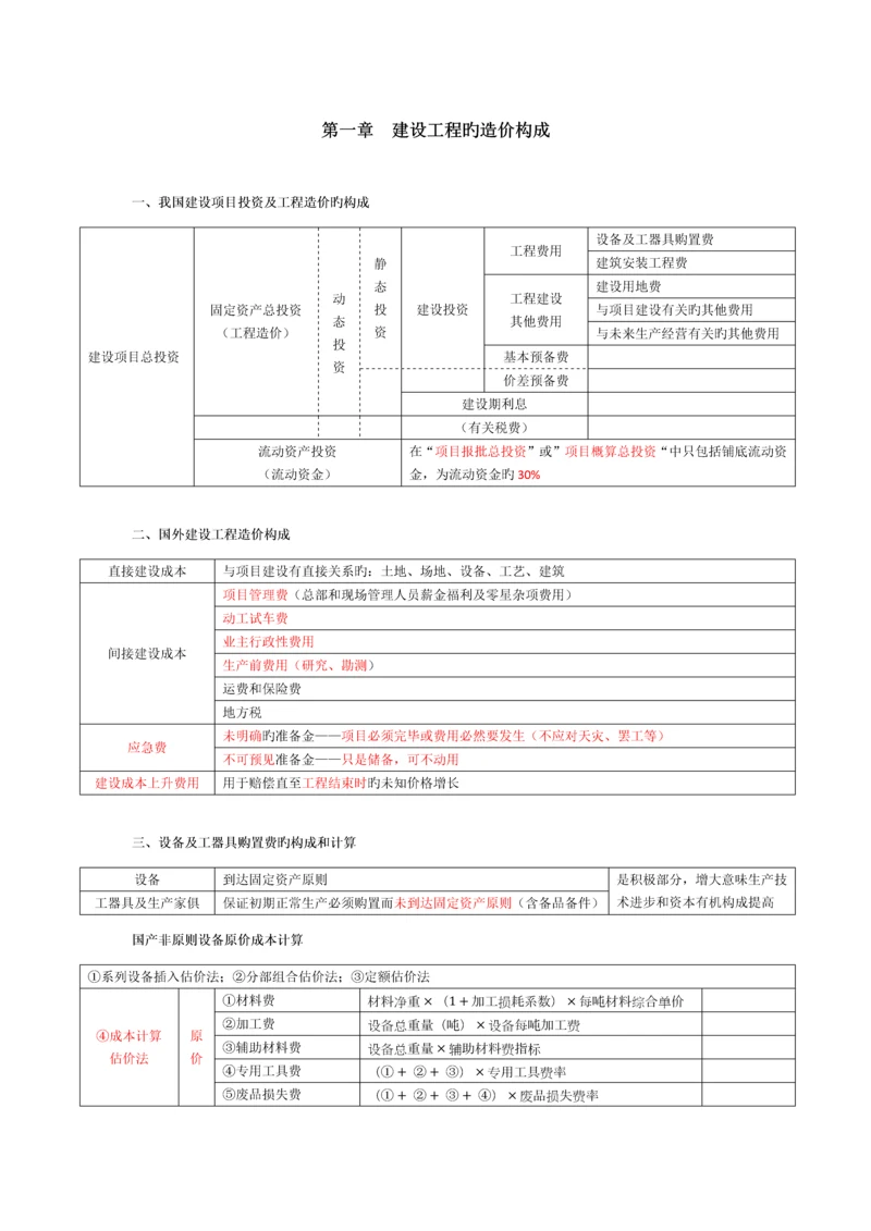 2023年造价工程师计价笔记.docx