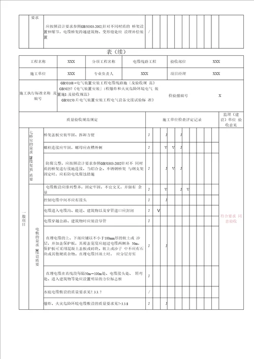 Y电气专业检验批表格