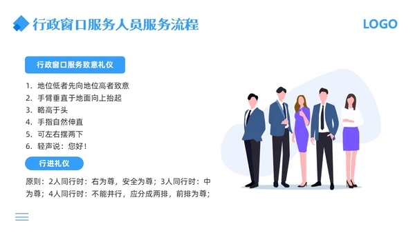 蓝色简约行政窗口服务礼仪PPT模板宣传PPT动态PPT窗口服务礼仪培训