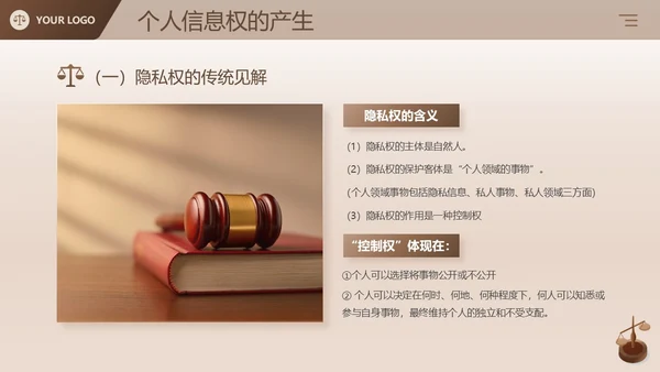 棕色简约商务风企业法律宣传培训个人信息保护法课件PPT模板