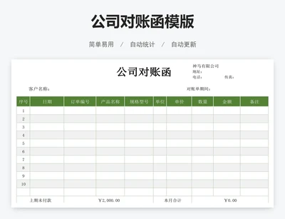 公司对账函模版