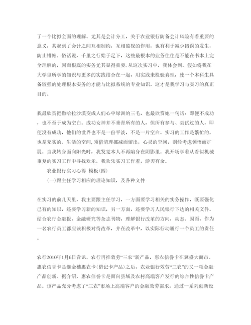 精编农业银行实习参考心得参考范文五篇.docx