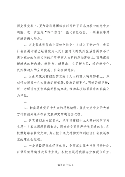 着力在学懂弄通做实上下功夫推动党的十九大精神落地生根.docx