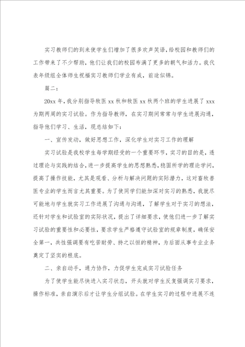 实习指导教师个人总结范文