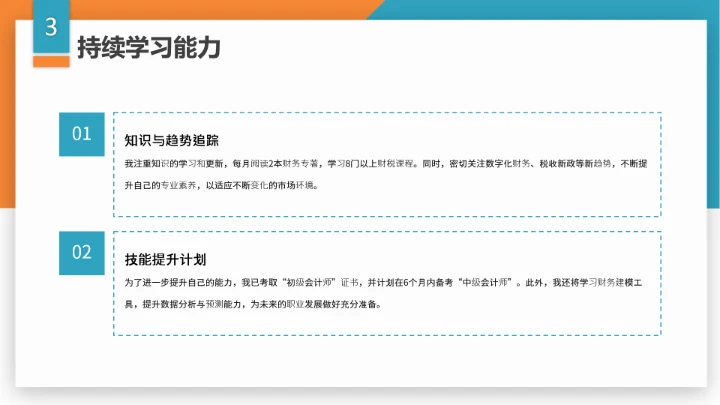黄蓝商务风通用版大学生求职个人综合展示职业生涯规划（财务方向）