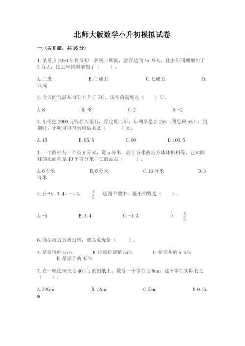 北师大版数学小升初模拟试卷（精选题）.docx