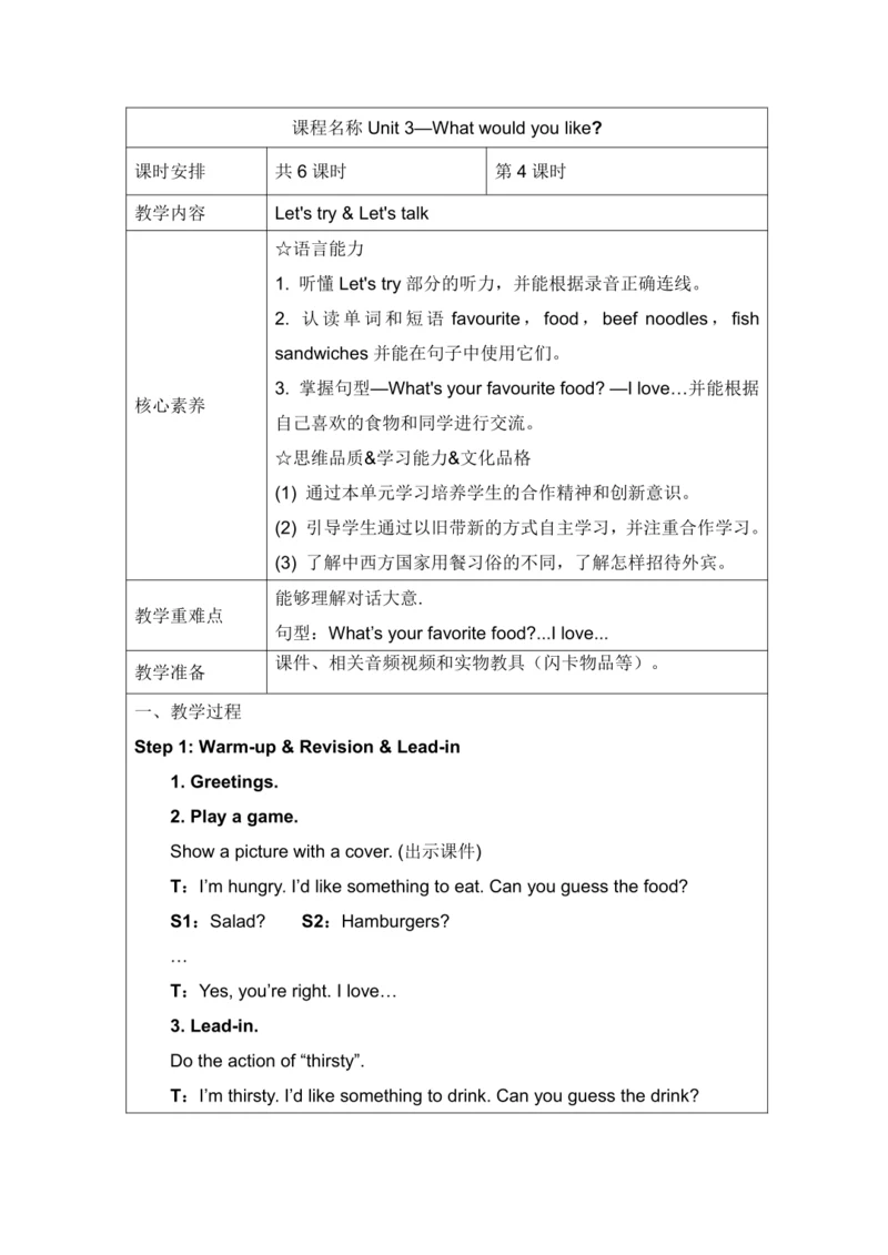 Unit 3 What would you like Part B Let's try & Let'