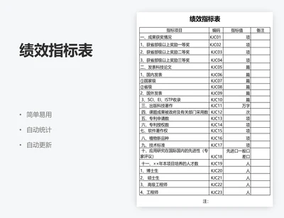 绩效指标表