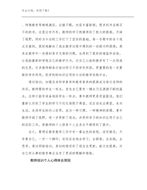 教师培训个人心得体会简短例文27篇合辑.docx