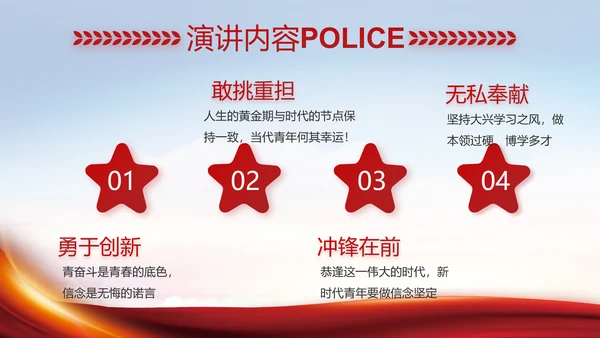 大气公安民警述职报告工作总结PPT动态模板