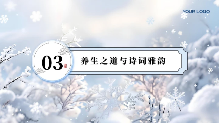 蓝色中国风大雪节气介绍通用PPT模板