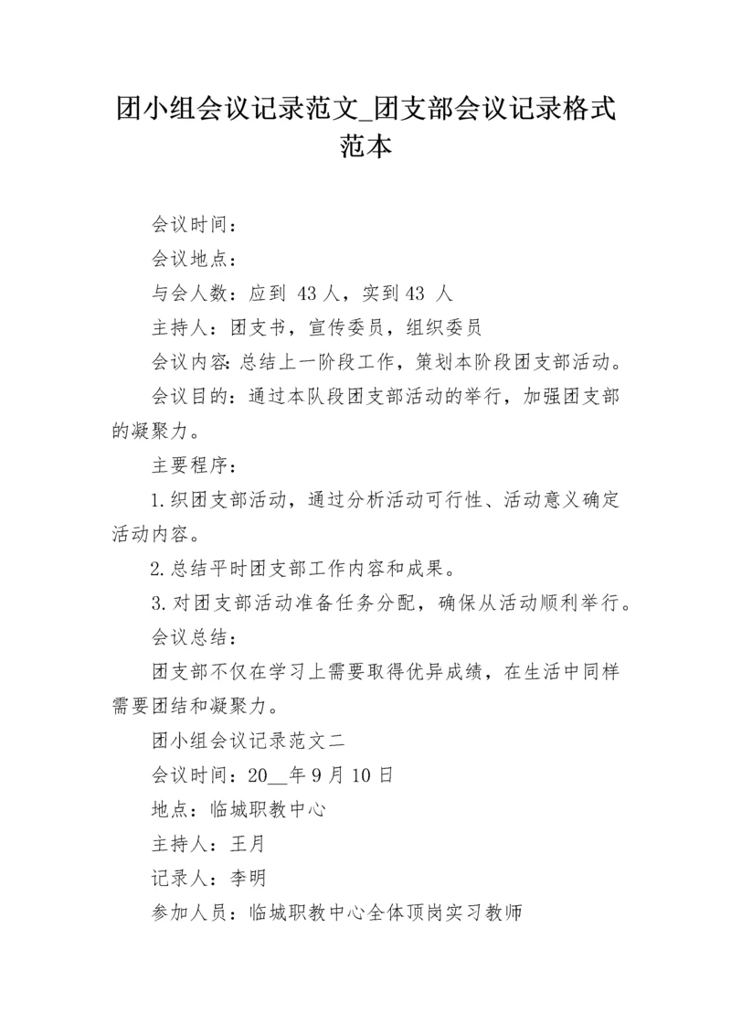团小组会议记录范文_团支部会议记录格式范本.docx