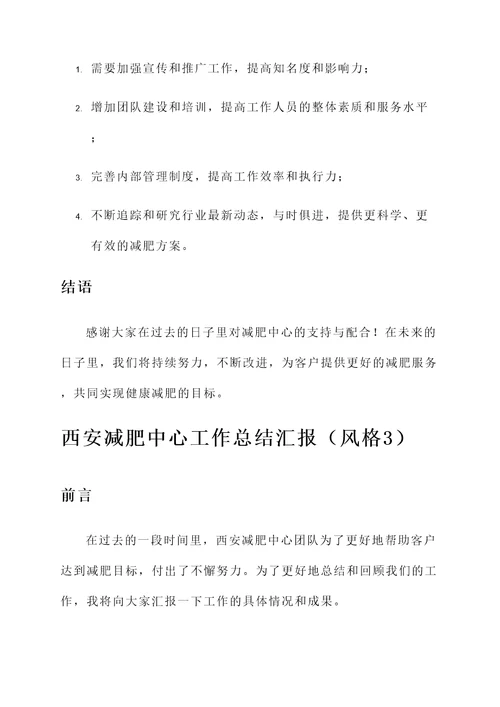 西安减肥中心工作总结汇报