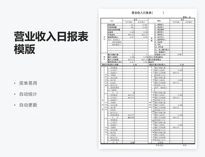 营业收入日报表模版