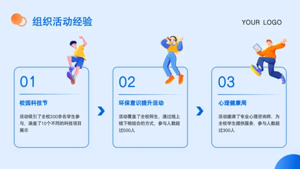 蓝色插画风学生会干部竞选PPT