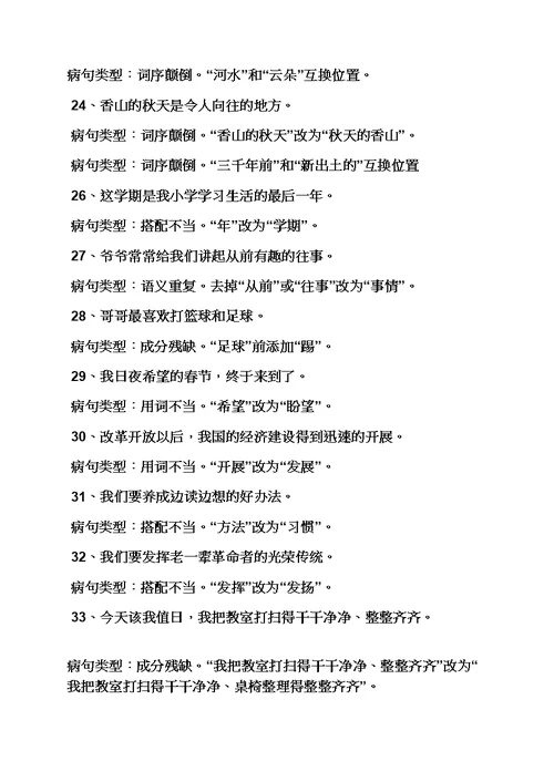 小学修改病句大全及答案(共21页)