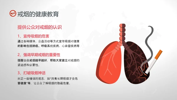 红灰色卡通简约戒烟健康教育PPT课件健康教育宣传栏
