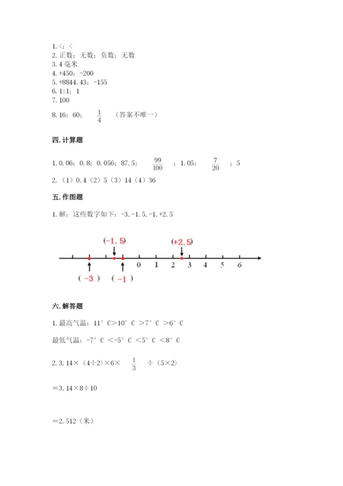 冀教版小学六年级下册数学期末检测试题及参考答案（预热题）.docx