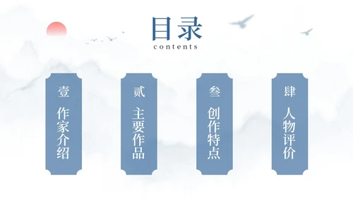 蓝色简约风余华个人介绍PPT模板人物介绍