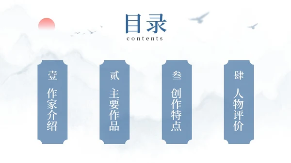 蓝色简约风余华个人介绍PPT模板人物介绍
