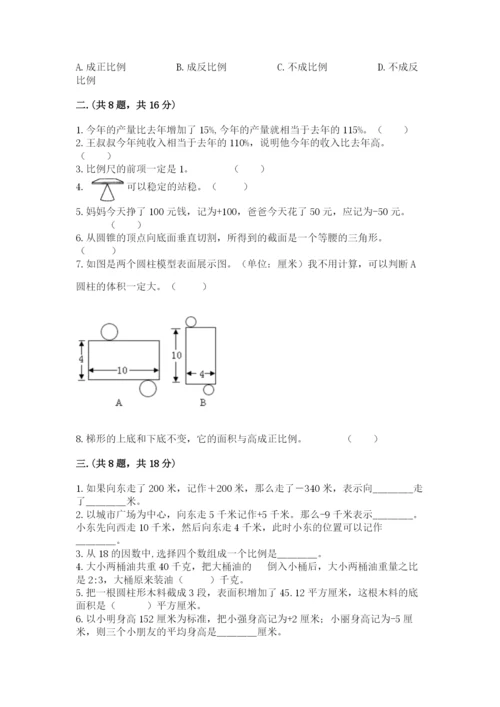 人教版数学小升初模拟试卷附完整答案【典优】.docx