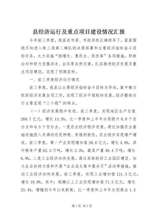 县经济运行及重点项目建设情况汇报.docx