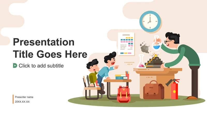 绿色卡通风格科学实验PPT主题