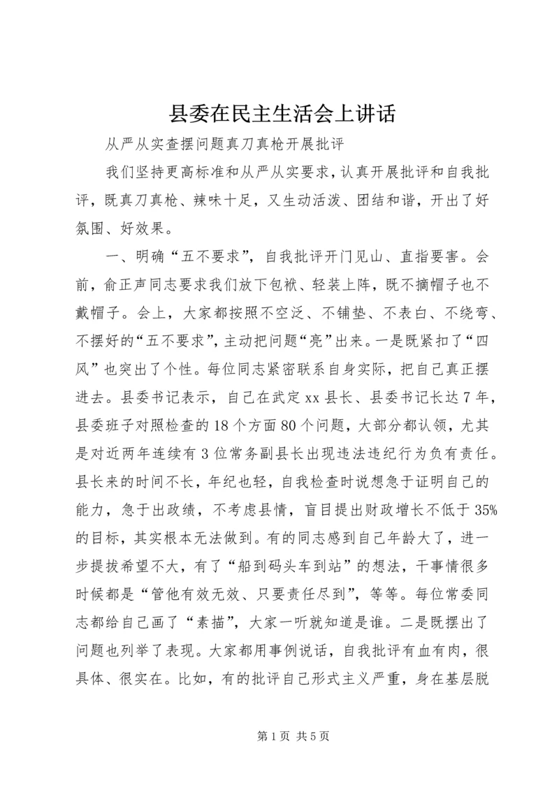 县委在民主生活会上讲话 (2).docx