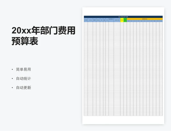 20xx年部门费用预算表