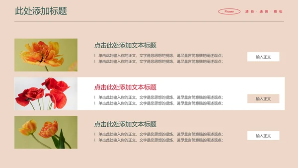 彩色花卉小清新通用PPT演示模板
