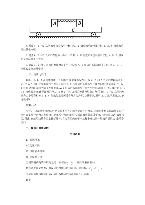 高中物理必备知识点动量守恒定律及其应用总结