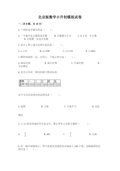 北京版数学小升初模拟试卷【典型题】.docx