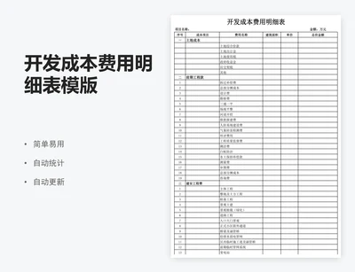 开发成本费用明细表模版