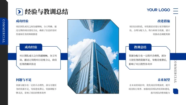 蓝黑商务风年中工作汇报通用PPT模板