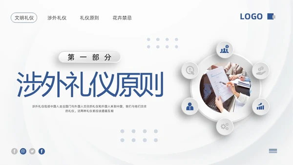 蓝色微粒体涉外礼仪PPT模板宣传PPT动态PPT文明礼仪