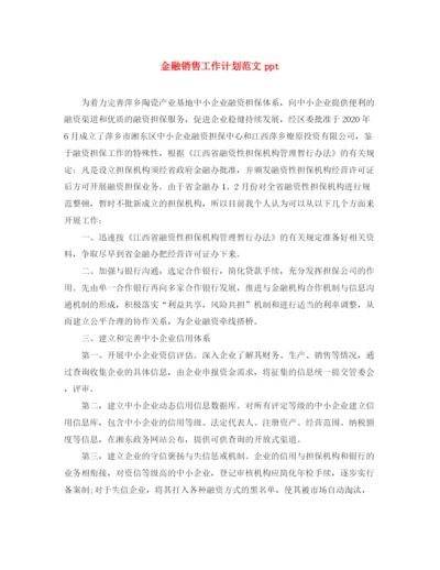 精编之金融销售工作计划范文ppt.docx