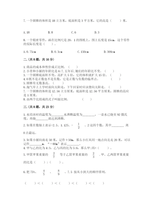 小学六年级数学期末自测题含完整答案【夺冠系列】.docx